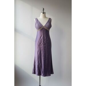 Vintage Papell Fairy Midi Y2K Mermaid Silk Asymmetrical Beaded Dress Purple 4